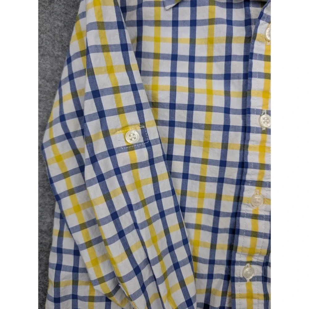 Janie and Jack Boys‎ Blue Yellow Plaid Button Down Shirt Long Sleeve Size 4